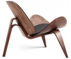 Sillón SHELL CH07 / Nogal oscuro - Cuero italiano - Fab. Italia