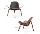 Sillón SHELL CH07 / Nogal oscuro - Cuero italiano - Fab. Italia
