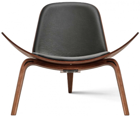 Sillón SHELL CH07 / Nogal oscuro - Cuero italiano - Fab. Italia