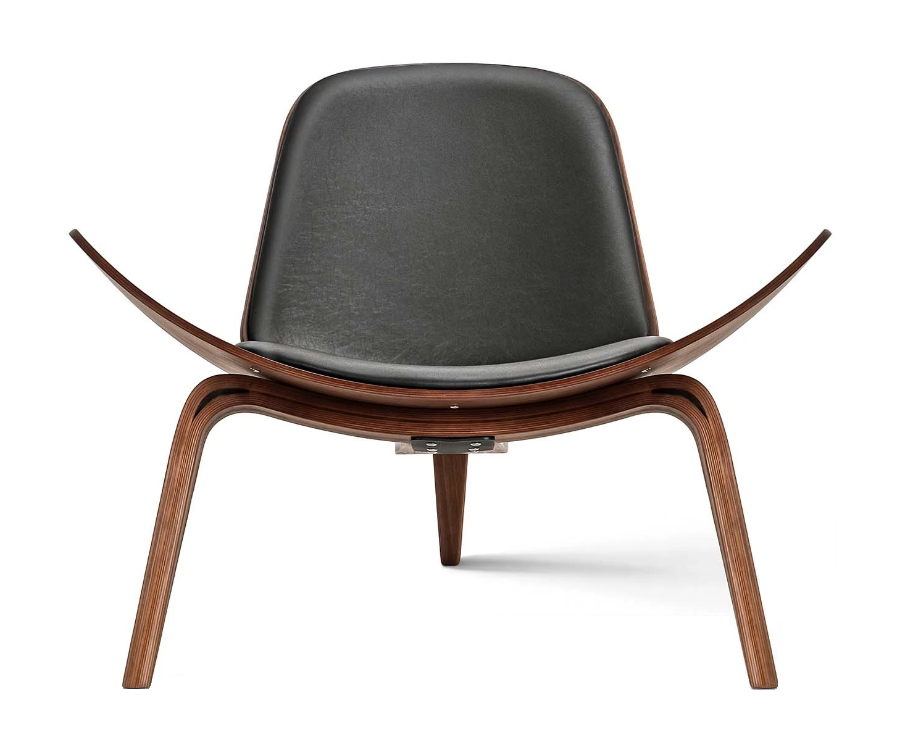 Sillón SHELL CH07 / Nogal oscuro - Cuero italiano - Fab. Italia