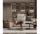 Sillón SHELL CH07 / Nogal oscuro - Cuero italiano - Fab. Italia
