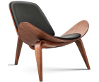 Sillón SHELL CH07 / Nogal oscuro - Cuero italiano - Fab. Italia