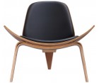 Sillón SHELL CH07 / Nogal claro - Cuero italiano - Fab. Italia