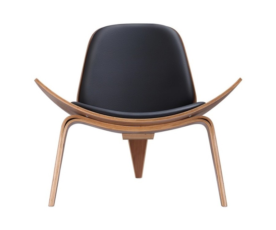 Sillón SHELL CH07 / Nogal claro - Cuero italiano - Fab. Italia