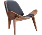 Sillón SHELL CH07 / Nogal claro - Cuero italiano - Fab. Italia