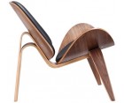 Sillón SHELL CH07 / Nogal claro - Cuero italiano - Fab. Italia