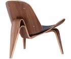 Sillón SHELL CH07 / Nogal claro - Cuero italiano - Fab. Italia