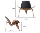 Sillón SHELL CH07 / Nogal claro - Cuero italiano - Fab. Italia