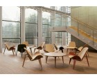 Sillón SHELL CH07 / Nogal claro - Cuero italiano - Fab. Italia