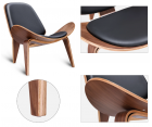 Sillón SHELL CH07 / Nogal claro - Cuero italiano - Fab. Italia