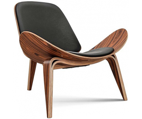SILLÓN SHELL CH07 / Palisandro - Cuero italiano - Fab. Italia