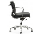 Silla oficina EA 217 SOFT PAD / Cuero italiano Nero - Fab. Italia