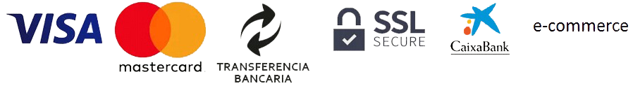 Se puede pagar con tarjeta Visa, Mastercard o Transferencia bancaria de manera totalmente segura